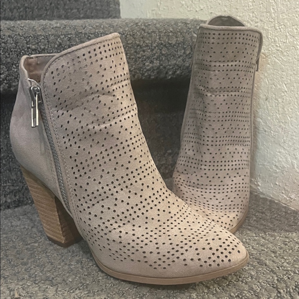 Carlos by Carlos Santana Perforated Beige Ankle Booties